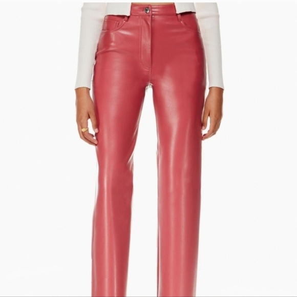 Wilfred Pants - NWT Aritzia Wilfred The Melina Pant Vegan Leather - Rosy Red- SOLD OUT